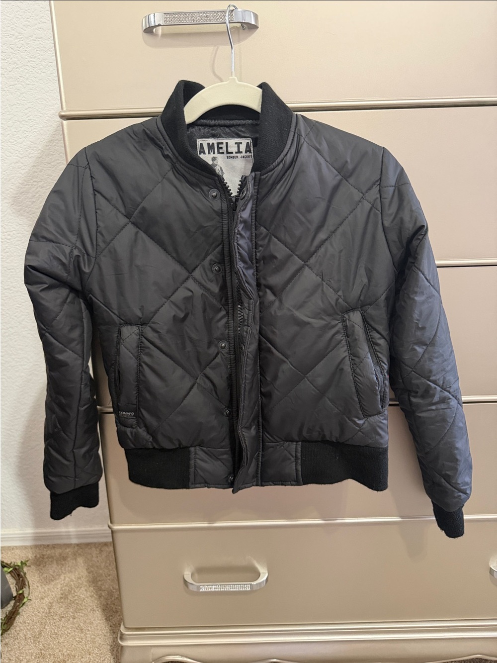 Odin MFG - Amelia Black Quilted Bomber Jacket - Small